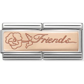 "Nomination Composable Classic Double Link Ροζ Χρυσό 9Κ ""Friends"" με Λουλούδι" Nomination Composable Classic Double Link Ροζ Χρυσό 9Κ "Friends" με Λουλούδι