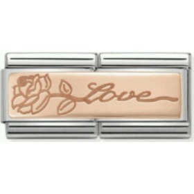 "Nomination Composable Classic Double Link Ροζ Χρυσό 9Κ ""Love"" με Λουλούδι" Nomination Composable Classic Double Link Ροζ Χρυσό 9Κ "Love" με Λουλούδι