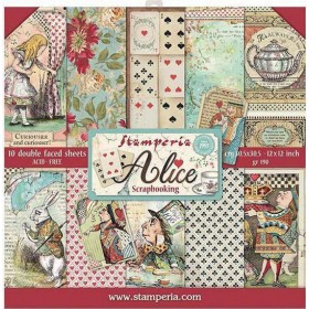 Σετ 10 Χαρτιά Scrapbooking Alice in Wonderland 31x31x0.6cm 190gr Stamperia Σετ 10 Χαρτιά Scrapbooking Alice in Wonderland 31x31x0.6cm 190gr Stamperia