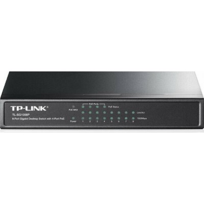 TP-LINK TL-SG1008P v4 Unmanaged L2 PoE Switch με 8 Θύρες Gigabit (1Gbps) Ethernet