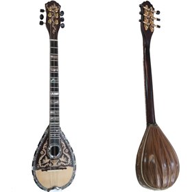 Μπαγλαμάς επαγγελματικός χειροποίητος με πλούσιο ήχο. Σκάφος σκαλιστό καρυδιά, ταστιέρα έβενος με φιγούρες από όστρακα κομμένα σ