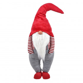 Χριστουγεννιάτικη Διακοσμητική Φιγούρα Άγιος Βασίλης Gnome με Κόκκινο Σκουφί Ριγέ Μπλούζα 115cm