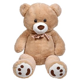 Λούτρινη Αρκούδα Γίγας Καφέ με Φιόγκο 100cm