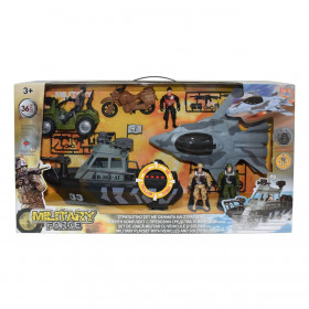 Στρατιωτικό Σετ με Πλοίο Αεροπλάνο Οχήματα &amp Στρατιώτες με Φως &amp Ήχο - 36 τμχ.