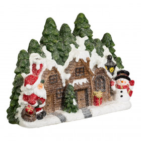 Χριστουγεννιάτικη Διακοσμητική Κεραμική Παράσταση Σπίτι Χιονισμένο 16 LED 54x19x39cm
