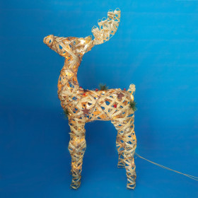 Χριστουγεννιάτικο Διακοσμητικό Ελάφι Χρυσό Glitter 35 Λαμπάκια 80 cm 