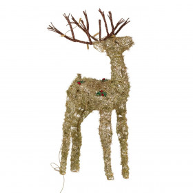Χριστουγεννιάτικος Φωτιζόμενος Τάρανδος Χρυσό Tinsel 35 Λαμπάκια 52x16x76 cm