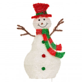 Χριστουγεννιάτικος Φωτιζόμενος Χιονάνθρωπος Λευκό Tinsel 20 Λαμπάκια 40x15x66 cm