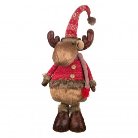 Χριστουγεννιάτικη Διακοσμητική Φιγούρα Τάρανδος Τηλεσκοπικά Πόδια Κόκκινη Ζακέτα 65-86 cm
