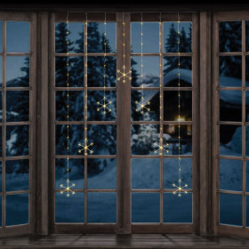 147 Λαμπάκια Βροχή LED 7 Χιονονιφάδες 2m - Λευκό Θερμό