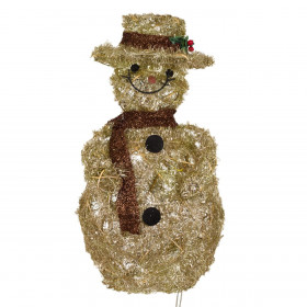 Χριστουγεννιάτικο Φωτιζόμενος Χιονάνθρωπος Χρυσό Tinsel 20 Λαμπάκια 25x23x48 cm