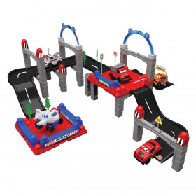Σετ Τουβλάκια Πίστα 3 Σε 1 &amp 5 Οχήματα (80 Κομμάτια)