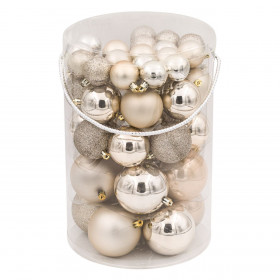Σετ Χριστουγεννιάτικες Μπάλες Σαμπανί Ματ Γυαλιστερές Glitter 4-6-8 cm - 44 τμχ.