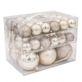 Σετ Χριστουγεννιάτικες Μπάλες Σαμπανί Ματ Γυαλιστερές Glitter 4-6-8cm - 44 τμχ.