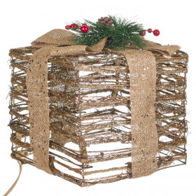 Χριστουγεννιάτικο Φωτιζόμενο Δώρο Πεύκο Berries 15 Λαμπάκια 20x20x19 cm