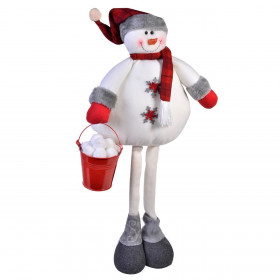 Χριστουγεννιάτικη Διακοσμητική Φιγούρα Χιονάνθρωπος Καρό Σκουφί Κασκόλ Κουβάς Χιόνι 70 cm