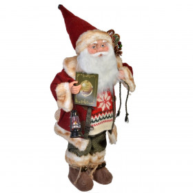 Χριστουγεννιάτικη Αληθοφανής Φιγούρα Άγιος Βασίλης με Βιβλίο Ευχών και Κουδούνι 46 cm
