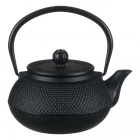 Τσαγιέρα Μαντεμένια Μαύρη Ανάγλυφα Dots 600ml