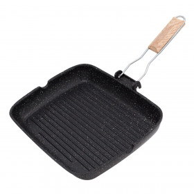 Τηγάνι Grill Αντικολλητικό Σχαροτήγανο Αναδιπλούμενο Χερούλι 35x25 cm Τηγάνι Grill Αντικολλητικό Σχαροτήγανο Αναδιπλούμενο Χερούλι 35x25 cm