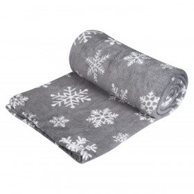 Κουβέρτα Χειμερινής Διακόσμησης Βελουτέ Μονή Γκρι Χιονονιφάδες 200x150cm