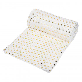 Κουβέρτα Χριστουγεννιάτικης Διακόσμησης Βελουτέ Λευκή Χρυσά Αστέρια 200x150cm