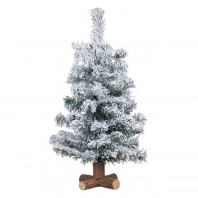 Χριστουγεννιάτικο Διακοσμητικό Επιτραπέζιο Δέντρο Χιονισμένο Ξύλινη Βάση - 60 cm