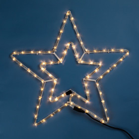 Φωτοσωλήνας LED Διπλό Αστέρι με Πρόγραμμα 55x55cm - Θερμό Λευκό