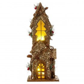 Χριστουγεννιάτικο Ξύλινο Σπιτάκι Χρυσό Φωτιζόμενο 16x13x40 εκ. Χριστουγεννιάτικο Ξύλινο Σπιτάκι Χρυσό Φωτιζόμενο 16x13x40 εκ.