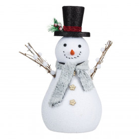 Χριστουγεννιάτικη Διακοσμητική Φιγούρα Αφρώδης Χιονάνθρωπος Μαύρο Καπέλο 40 cm