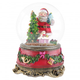 Χριστουγεννιάτικη Διακοσμητική Μουσική Χιονόμπαλα  Άγιος Βασίλης Δέντρο 14cm
