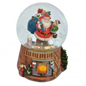 Χριστουγεννιάτικη Διακοσμητική Μουσική Χιονόμπαλα Άγιος Βασίλης Δώρα 15cm