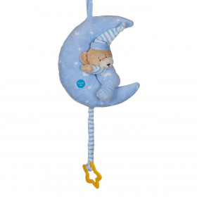 Μουσικό Παιχνίδι Κούνιας Φεγγάρι  Αρκουδάκι Γαλάζιο με Φως 24cm