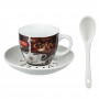 Σετ 4 Φλυτζάνια Καφέ Πορσελάνη Σχέδιο Coffee με Πιατάκια &amp Κουταλάκια 175 ml