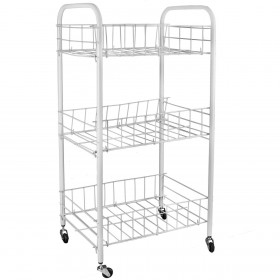 Τρόλεϊ Κουζίνας 3 Θέσεων Μεταλλικό Λευκό 34x26x70 cm