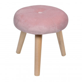 Σκαμπό Διακοσμητικό Τζακιού Velvet Dirty Pink με Κουμπί 28x26cm