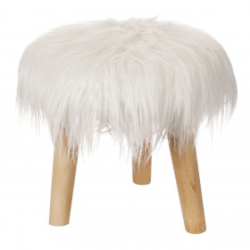 Σκαμπό Διακοσμητικό Τζακιού Λευκό Shaggy 25x23cm