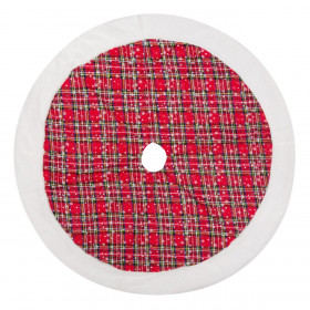 Χριστουγεννιάτικη Ποδιά Δέντρου Κόκκινο Καρό Λευκή Γούνα 90 cm