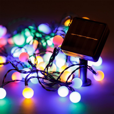  60 Λαμπάκια Ηλιακά LED Μπάλες με Αισθητήρα Φωτός &amp 2 Λειτουργίες 6.5 m - Πολύχρωμο