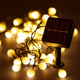 60 Λαμπάκια Ηλιακά LED Λευκές Μπάλες με Αισθητήρα Φωτός &amp 2 Λειτουργίες 6.5 m - Θερμό Λευκό