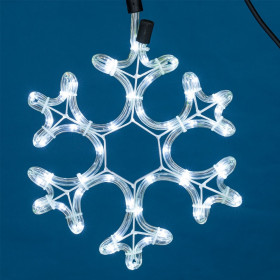 Φωτοσωλήνας LED Σχήμα Νιφάδα 27x27 cm - Λευκό Ψυχρό