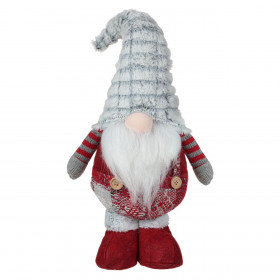 Χριστουγεννιάτικη Διακοσμητική Φιγούρα Άγιος Βασίλης Gnome Κόκκινη Σαλοπέτα Γκρι Σκουφί 48cm
