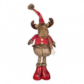 Χριστουγεννιάτικη Διακοσμητική Φιγούρα Τάρανδος Κόκκινη Ζακέτα 55 cm