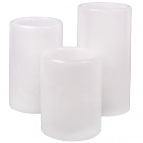 Σετ Κεριά LED Μπαταρίας Λευκά Κυματιστή Κορυφή Χρωματιστό Φως Φλόγας με Τηλεχειριστήριο - 3 τμχ.