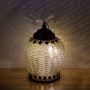 Διακοσμητικό Φανάρι LED Γυάλινο Ιριδίζον Ανάγλυφο Χάλκινα Φύλλα Καπάκι &amp Βάση 15.5x19cm