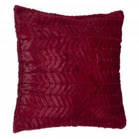 Μαξιλάρι Χειμερινής Διακόσμησης Γούνινη Μπορντό Ανάγλυφο Ριγωτό Σχέδιο 60x60cm