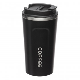 Ποτήρι για Καφέ Μεταλλικό Μαύρο &amp Καπάκι με Στόμιο 500 ml