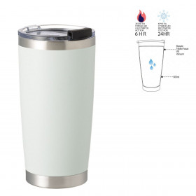 Ποτήρι Ισοθερμικό Ανοξείδωτο Λευκό με Διάφανο Καπάκι 600 ml