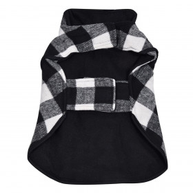 Μπουφάν Κατοικιδίου Fleece Λευκό Μαύρο Καρό (L)