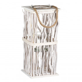 Διακοσμητικό Φανάρι Τετράγωνο Λευκά Κλαδιά 15x15x35.5 cm