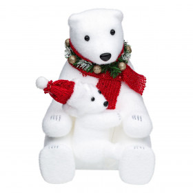 Χριστουγεννιάτικη Διακοσμητική Φιγούρα Αφρώδης Πολική Αρκούδα & Αρκουδάκι Κόκκινο Κασκόλ 39 cm Χριστουγεννιάτικη Διακοσμητική Φιγούρα Αφρώδης Πολική Αρκούδα & Αρκουδάκι Κόκκινο Κασκόλ 39 cm